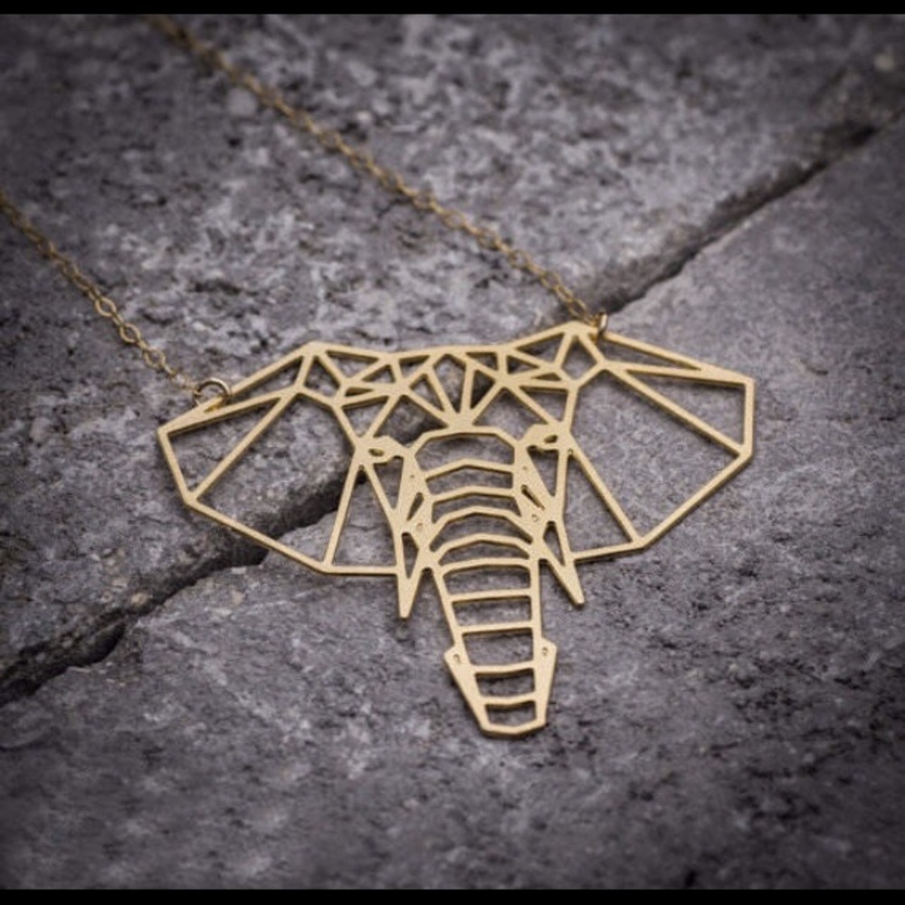 Geometric Gold Elephant Necklace